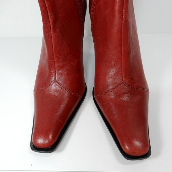 Jeffrey Campbell Be Bold Western Boots Size 5 Red Distressed Leather NEW $280 - Picture 6 of 12